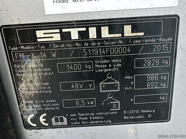 VS-22755 wózek wysokiego składowania Still FMX14W 6500 mm STILL FMX14W