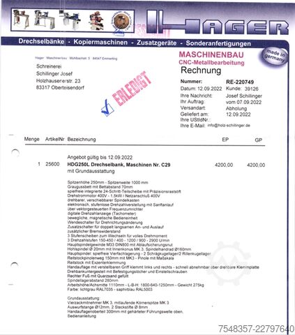 Strug za drvo Hager HDG250L