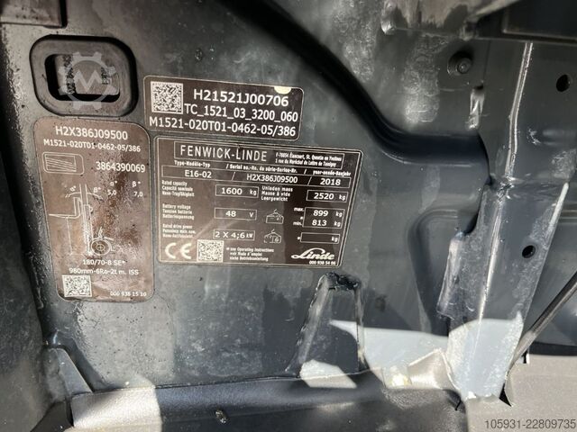 Elektrische vorkheftruck 3 wielen Linde E16-02