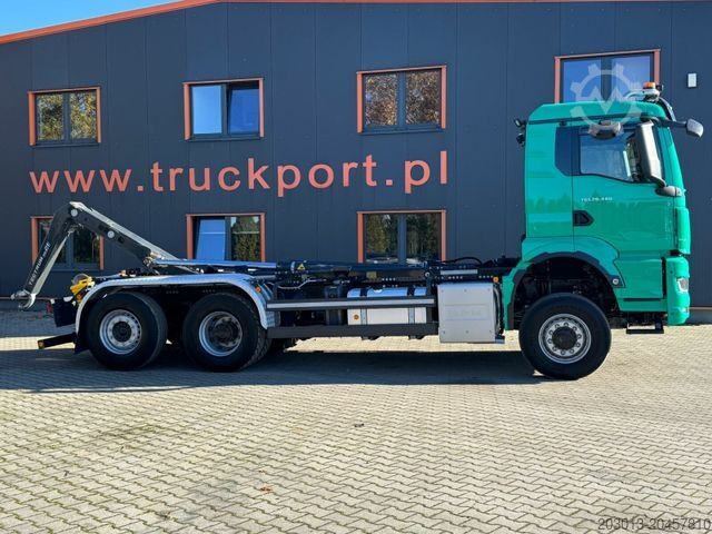 Haakarm vrachtwagen MAN 28.480 6x4 Abrollkipper Meiller Tectrum RS21.65