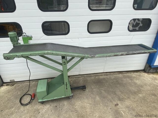 Z-Förderer, Förderband mit Metallgliederband, Metall-Gurtförderer, Bandförderer, Standförderer, Spän GÖSSLING 3100 x 400