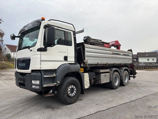 Three-way tipper truck MAN TGS 33.440 Kipper+HMF 1820-4