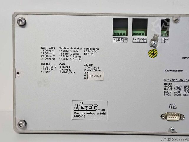 Painel de comando da máquina Lisec 2000-40/TZ