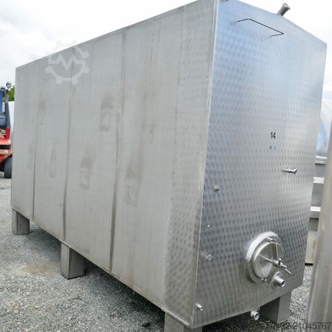 13.650 liter verwarmbare/koelbare kubische opslagtank van V2A met 3 interne koelplaten  9419