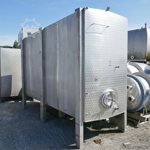 Kubische opslagtank van 12.280 liter, verwarmbaar/koelbaar, vervaardigd uit V2A roestvrij staal met   9408
