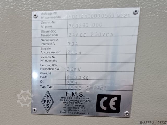 Hydraulisk rørformningsanlæg / dornpresse EMS 40CC   30/40T