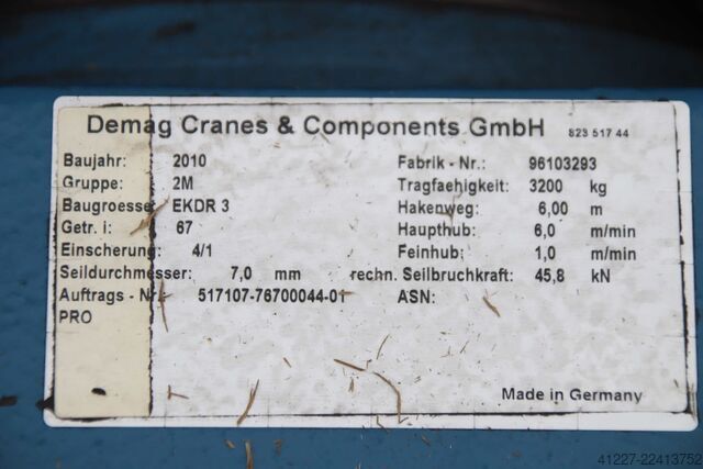 Säulenschwenkkran Ausleger 4,5 m /3200 kg Demag D-MS360