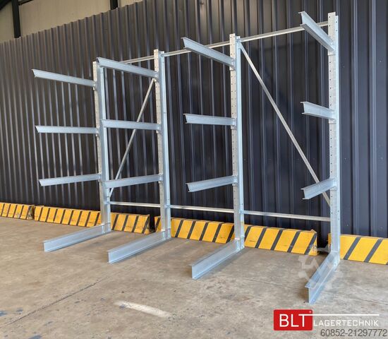 Cantilever rack ca. 4,02 lfm. Kragarmregal H: 300 cm T: 137 cm , 500 Kg/Arm , 4 Lagerebenen