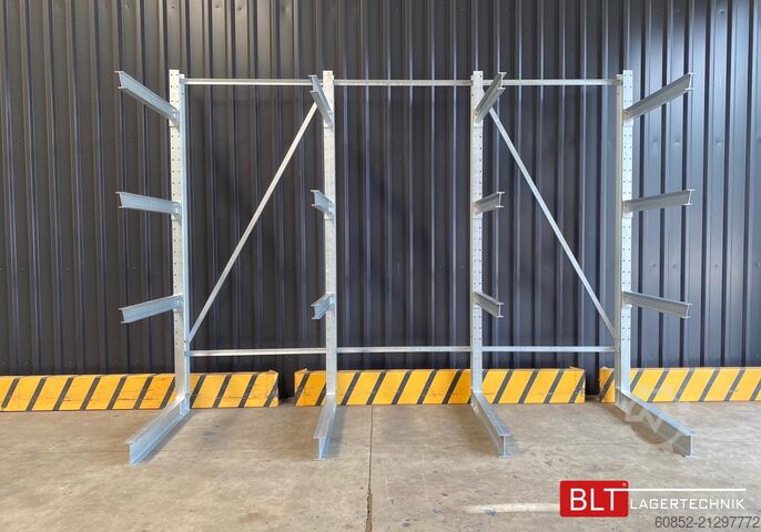 Cantilever rack ca. 4,02 lfm. Kragarmregal H: 300 cm T: 137 cm , 500 Kg/Arm , 4 Lagerebenen
