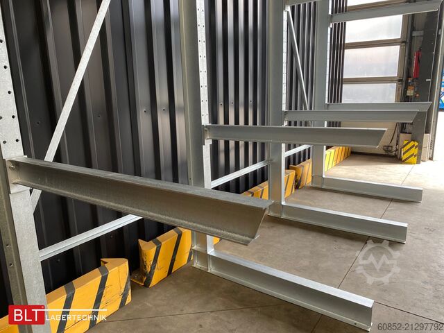 Cantilever rack ca. 4,02 lfm. Kragarmregal H: 416 cm T: 137 cm , 750 kg/Arm , 4 Lagerebenen