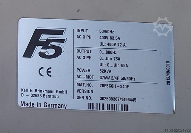 Schakelkast met frequentieomvormer Siemens S7, 37 KW und 45 KW