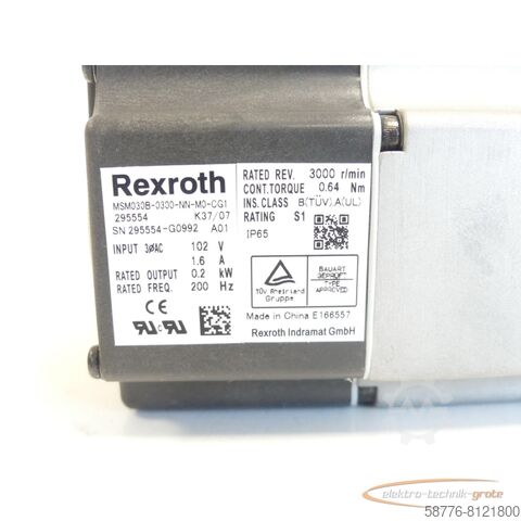 Rexroth motor Rexroth MSM030B-0300-NN-M0-CG1 Servomotor SN:295554-G0992 - ! -