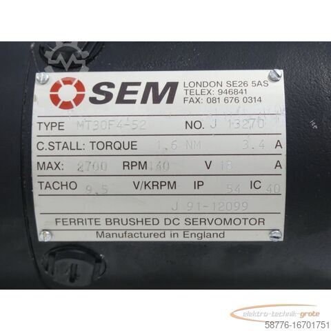 Besturingsunit SEM MT30F4-52 Ferrite Brushed DC Servomotor SN:J13270