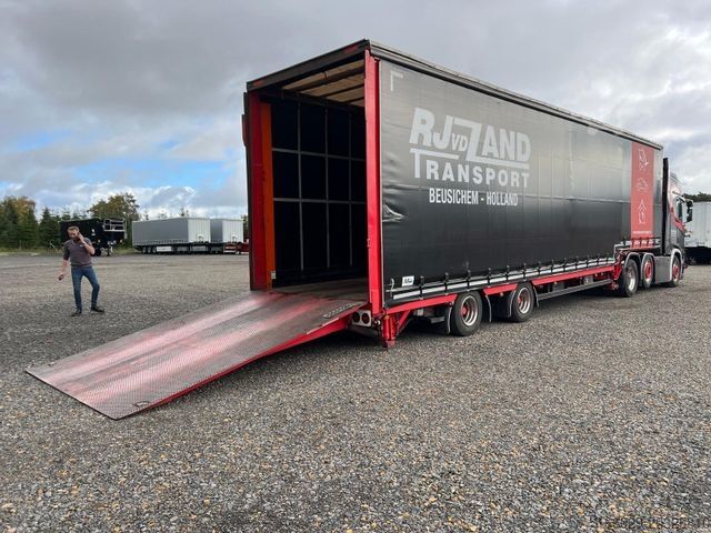 Semirimorchio con telone MEUSBURGER 2-Achs-Gabelstaplertransporter Rampe Dhollandia