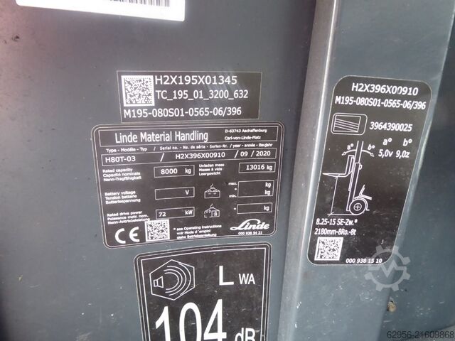 LPG Forklifts Linde H80T-03/