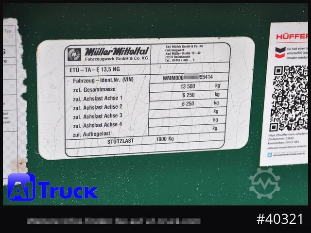 Dieplader oplegger MUELLER-MITTELTAL ETU-TA 13.5 Tandem, Twistlock, Container