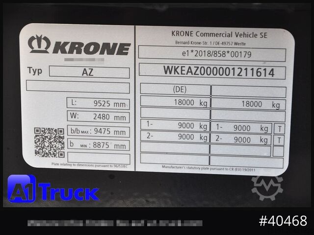 Speciale doeleinden vrachtwagen KRONE AZW 18, MAXI für 1120mm + 1320mm, SOFORT NEU