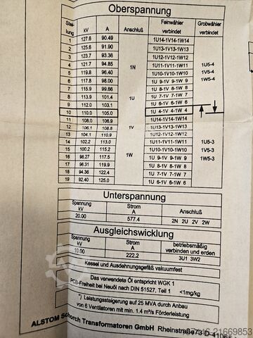 Transzformátor ALSTOM Leistungtrafo 20 MVA | 110kV/20kV 