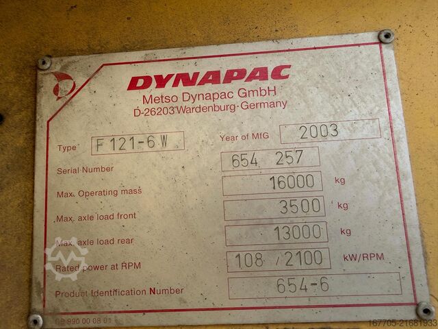 Wheeled asphalt paver Dynapac F121-6W