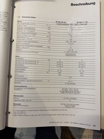 Bomba de vácuo OERLIKON LEYBOLD VACUUM SP 630 F incl. ATEX