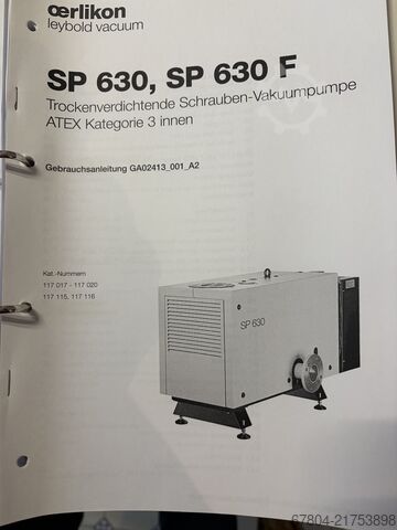 Bomba de vácuo OERLIKON LEYBOLD VACUUM SP 630 F incl. ATEX