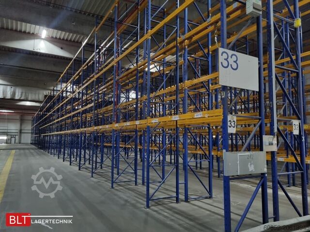 Heavy-duty rack, industrial shelving, high-bay rack Jungheinrich Delta - 50,4 lfm, Höhe 7,5m Boden + 3 Ebenen | Fachlast 2700kg