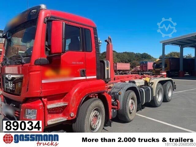 Camião porta-contentores de gancho MAN TGS 35.500 8x4 BB, Pritarder, Meiller RK 30.65