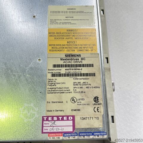 Elektronik / PLC-kontroller SIEMENS 6SE7015-0EP50-Z