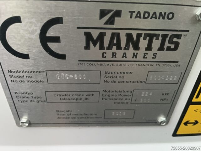 Guindaste de esteiras Tadano GTC-800 Mantis