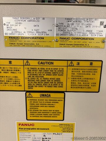 Vertical machining center FANUC Robodrill α-D21iB5