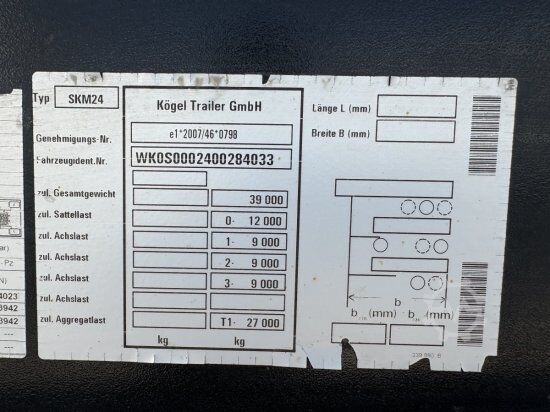 Kiperska poluprikolica KöGEL SKM24 HARDOX STAHL- KIPPMULDE 24M³, LIFTACHSE, ROLLPLANE