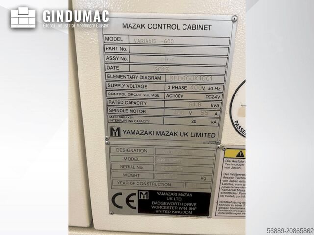 Pionowe centrum obróbkowe Mazak Variaxis i-600