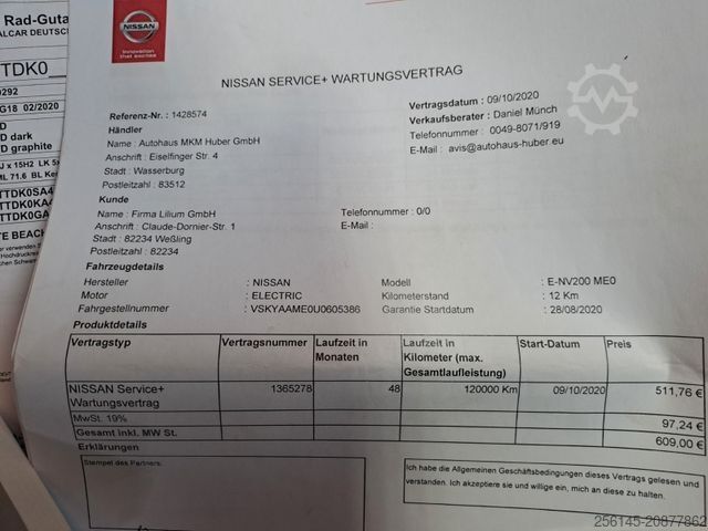 Dobozos furgon NISSAN e-NV200 TüvNeu Sitzh. Kamera AHK Klima 40kWh