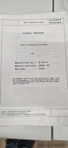 Hydraulische pers HYDRAP PRESSEN HPSK80