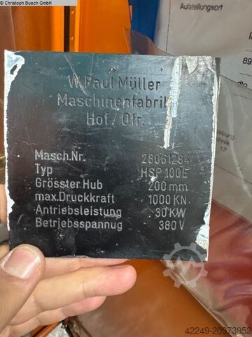 Hydraulisk presse MÜLLER HSP 100E