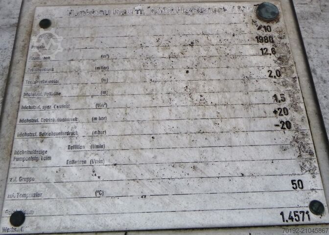 12600 Liter Behälter aus V4A mit spezifischem Gewicht bis 1,5 Kilo / Liter  9367