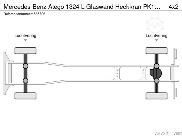 Přívěs na plošinu Mercedes-Benz Atego 1324 L Glaswand Heckkran PK10002 SH Funk