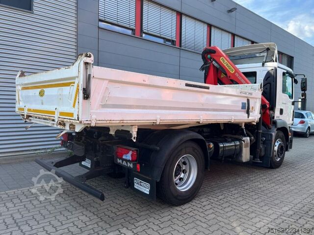 Three-sided tipper truck MAN TG-M 18.290 4x2 2-Achs Kipper Kran Palf. PK 12.5