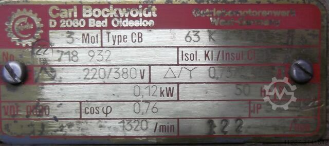 Tandwielmotor 0,12 kW 122 tpm Bockwoldt CB63K/1P