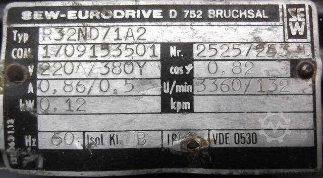 Silnik przekładniowy 0,12 kW 132 obr/min SEW-EURODRIVE R32ND71A2  R32WD71A2