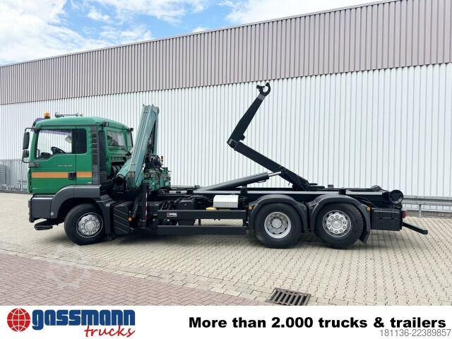 Φορτηγό γερανός roll-off MAN TGA 26.480 6x4H-4 BL, HydroDrive, Lenk-/Lift, Kran