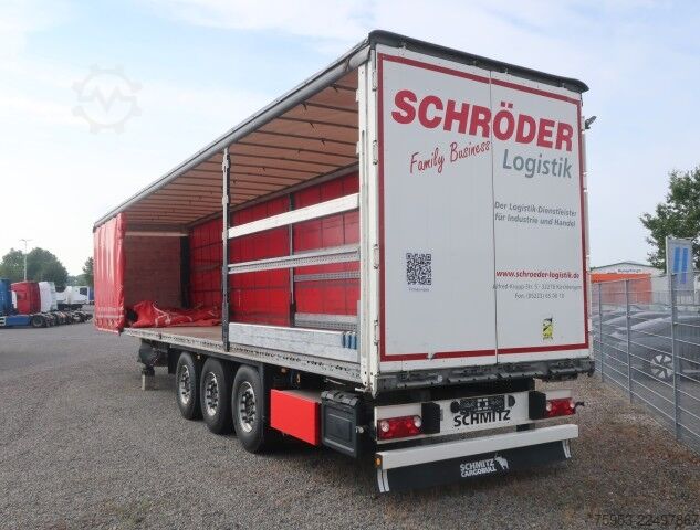 Åben sættevogn med presenning Schmitz Cargobull SCS 24 Liftachse Unfall