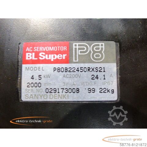 Sanyo Denki Motor Sanyo Denki P80B22450RXS21 AC Servomotor - ! -