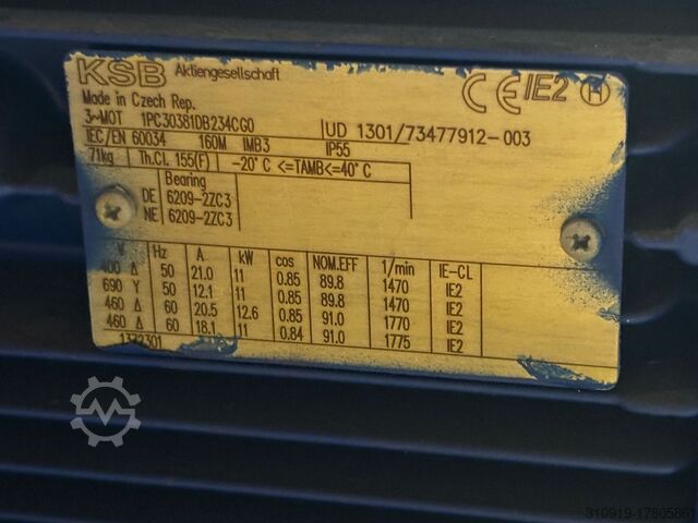 Bomba de vacío KSB ETANORM G 080-315 85.00 m³/h H = 25.00 m