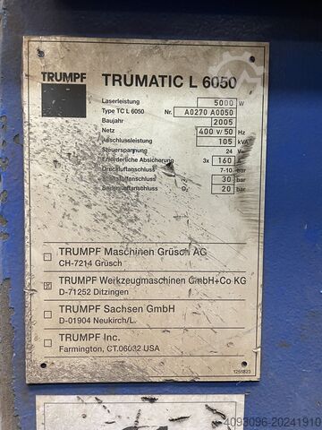 Lézervágógép TRUMPF Trumatic L6050