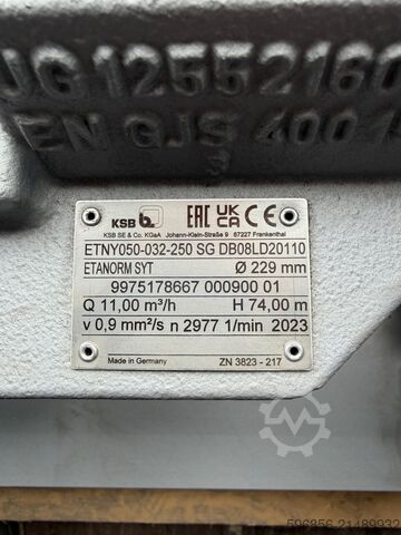 Ny industripumpe KSB Etanorm SYT 50-32-250 – 11 kW – 2023 KSB Etanorm SYT 50-32-250 – 11 kW – 2023 KSB Etanorm SYT 50-32-250 – 11 kW – 2023