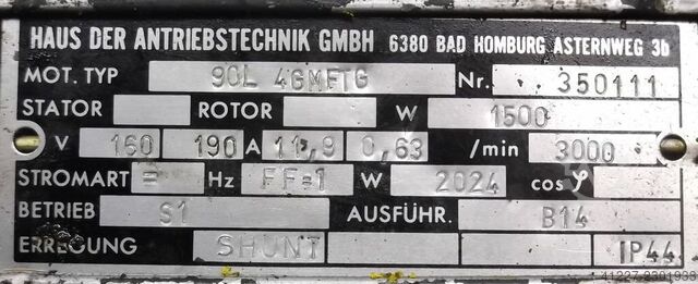 DC geared motor 1.5 kW 150 rpm Nord 90L4GMFTG