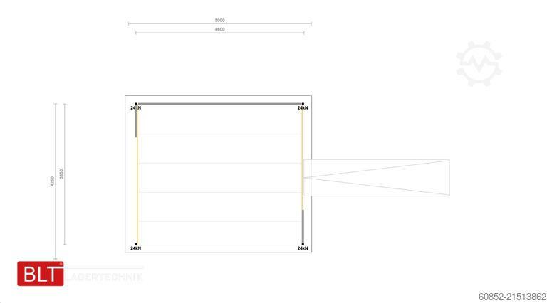Lagerbühne 21,25 m² Lagerbühne + Treppe 500 kg/m² Geländer an zwei Seiten, Oberkante 300cm