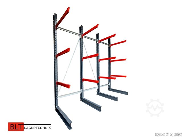 Konsol raflar, uzun mallar için ağır hizmet tipi raflar ca. 4 lfm. Kragarmregal H: 400cm ,Fuß +3 650 kg Belastung pro Arm , Langgutregal