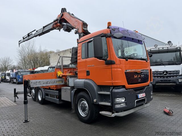 Ciężarówka z płaską platformą MAN TGS 26.480 6X4H-2 Kran Fassi F310 18.50 Meter